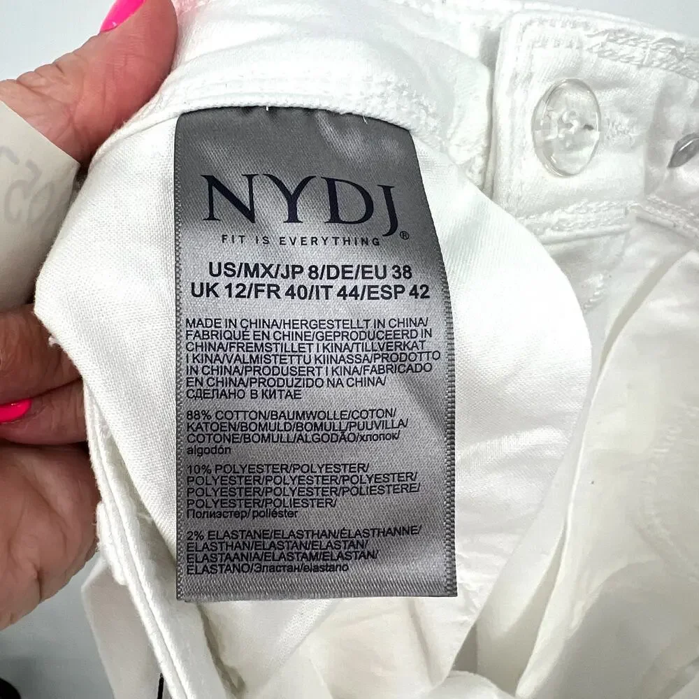NYDJ Women's Mona Wide Leg Ankle Jeans Size 8 Optic White Denim Trouser NWT